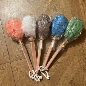 5 Pieces Loofah Back Scrubber Bath Sponge with Wooden Handle
